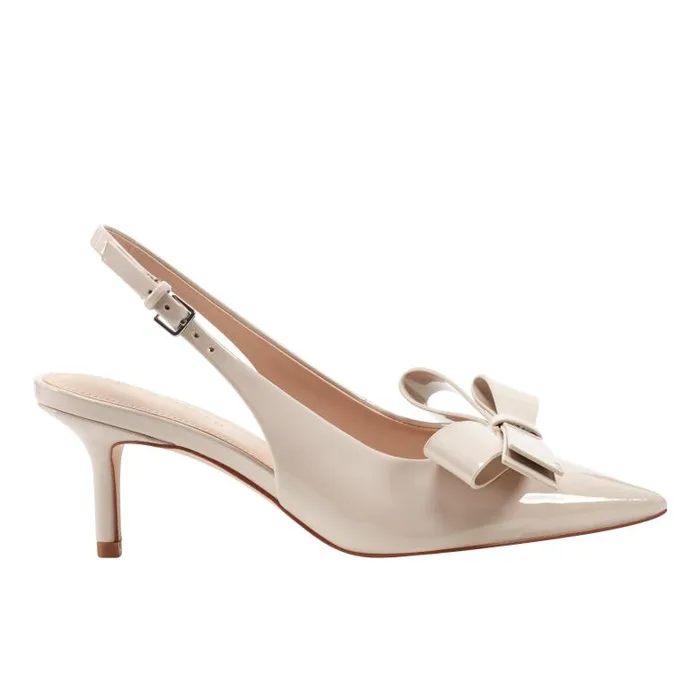 Marc Fisher Heels and Pumps Women Allon Bow Slingback Pump Light Natural Patent
