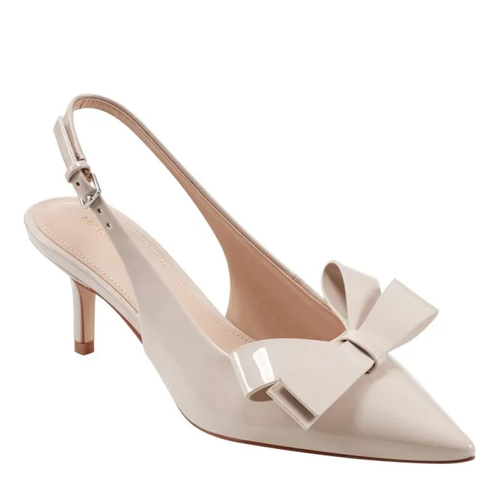 Marc Fisher Heels and Pumps Women Allon Bow Slingback Pump Light Natural Patent