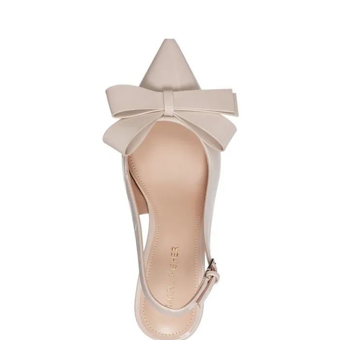Marc Fisher Heels and Pumps Women Allon Bow Slingback Pump Light Natural Patent