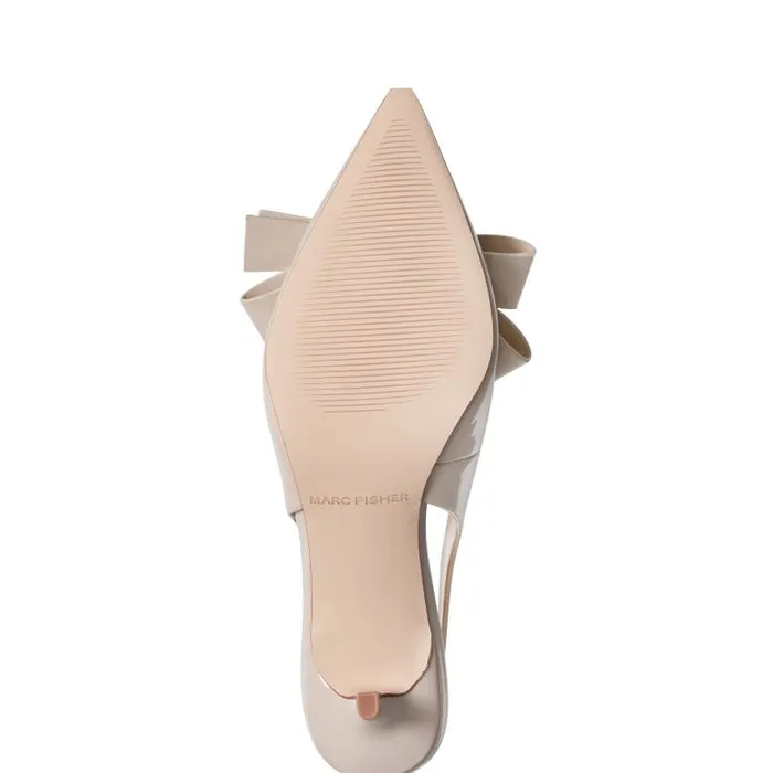 Marc Fisher Heels and Pumps Women Allon Bow Slingback Pump Light Natural Patent