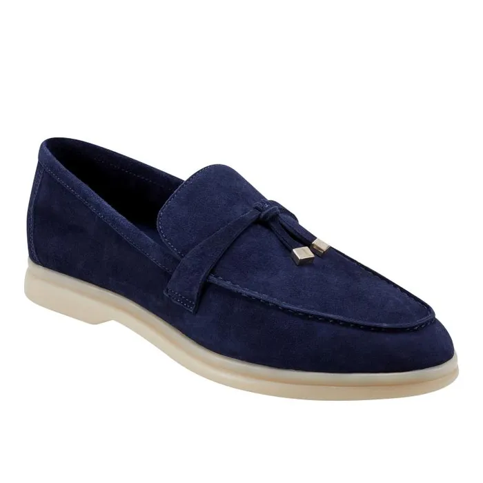 Marc Fisher Loafers and Flats Women Yanelli Casual Loafer Navy Suede