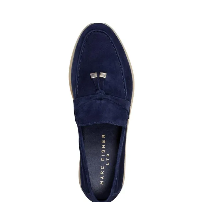 Marc Fisher Loafers and Flats Women Yanelli Casual Loafer Navy Suede