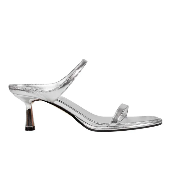 Marc Fisher Mules and Slides Women Alonde Heeled Slide Sandal Silver