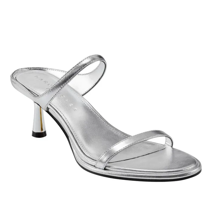 Marc Fisher Mules and Slides Women Alonde Heeled Slide Sandal Silver