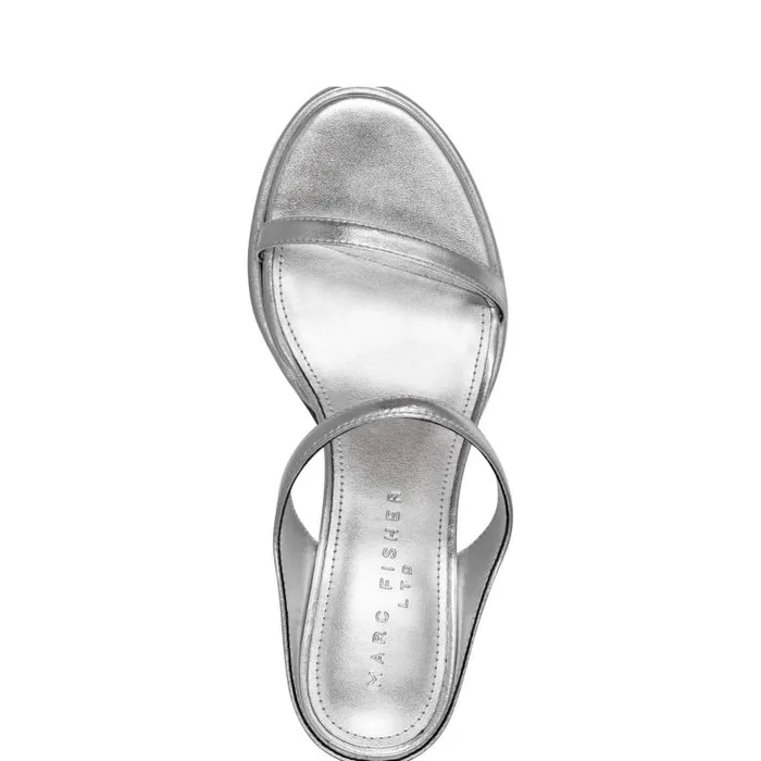 Marc Fisher Mules and Slides Women Alonde Heeled Slide Sandal Silver