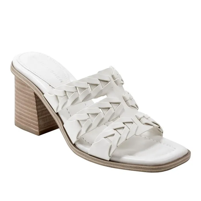 Marc Fisher Mules and Slides Women Melita Block Heel Sandal Ivory