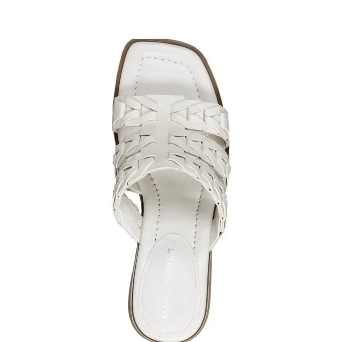 Marc Fisher Mules and Slides Women Melita Block Heel Sandal Ivory