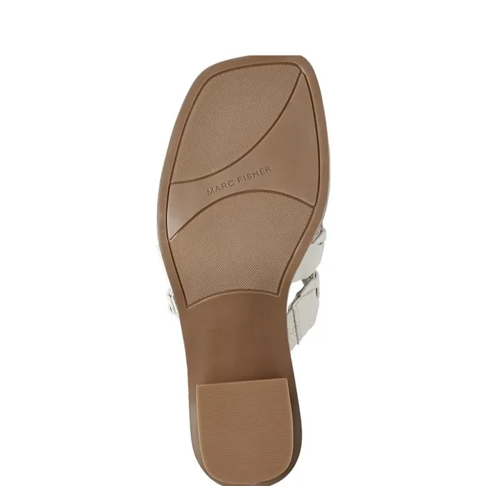 Marc Fisher Mules and Slides Women Melita Block Heel Sandal Ivory