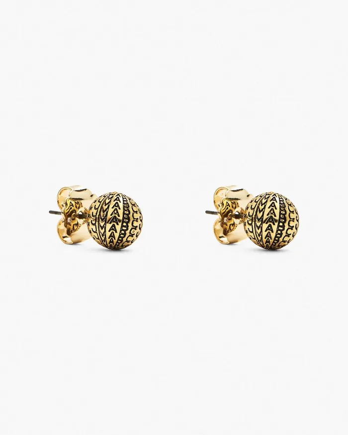 Marc Jacobs Earrings The Monogram Stud Earrings Light Antique Gold 8211 Women Marc Jacobs Earrings The Monogram Stud Earrings Light Antique Gold 8211 Women