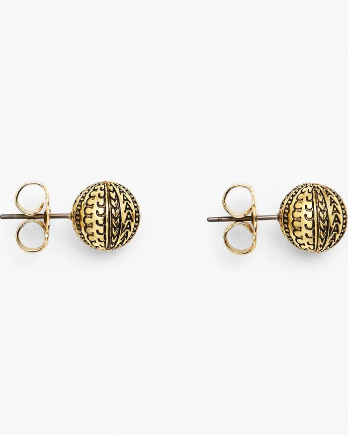 Marc Jacobs Earrings The Monogram Stud Earrings Light Antique Gold 8211 Women