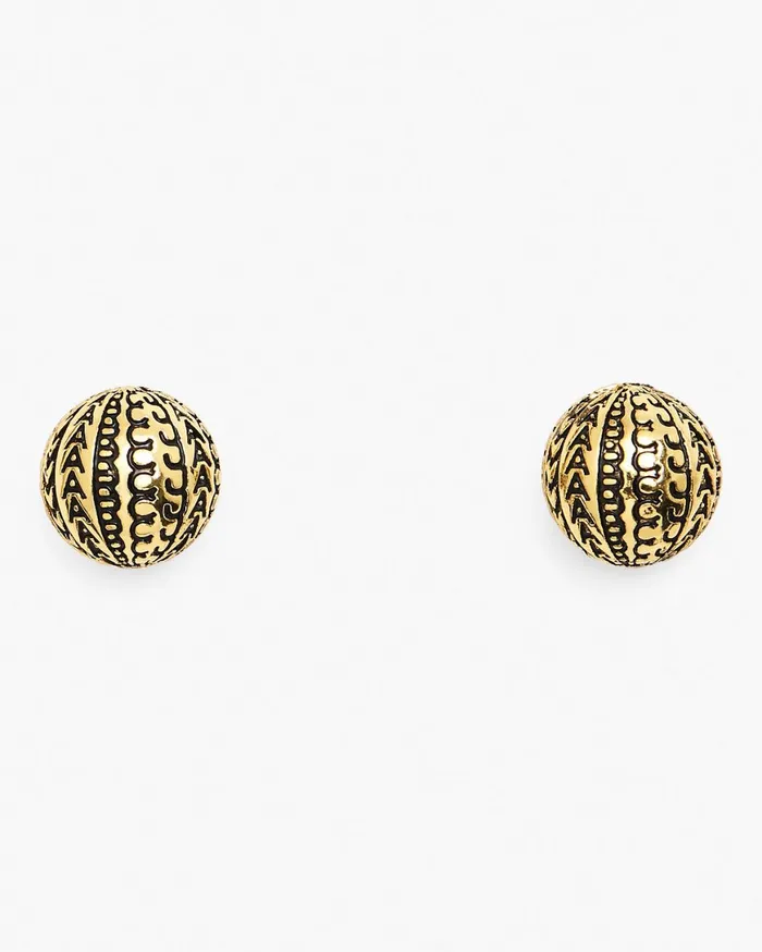 Marc Jacobs Earrings The Monogram Stud Earrings Light Antique Gold 8211 Women