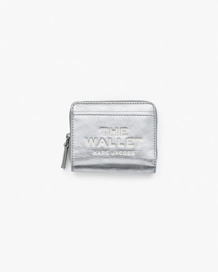 Marc Jacobs Small Wallets The Metallic Leather Mini Compact Wallet Metallic Silver 8211 Women Marc Jacobs Small Wallets The Metallic Leather Mini Compact Wallet Metallic Silver 8211 Women