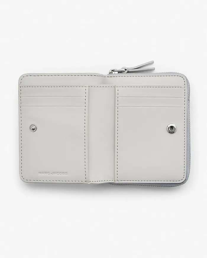 Marc Jacobs Small Wallets The Metallic Leather Mini Compact Wallet Metallic Silver 8211 Women