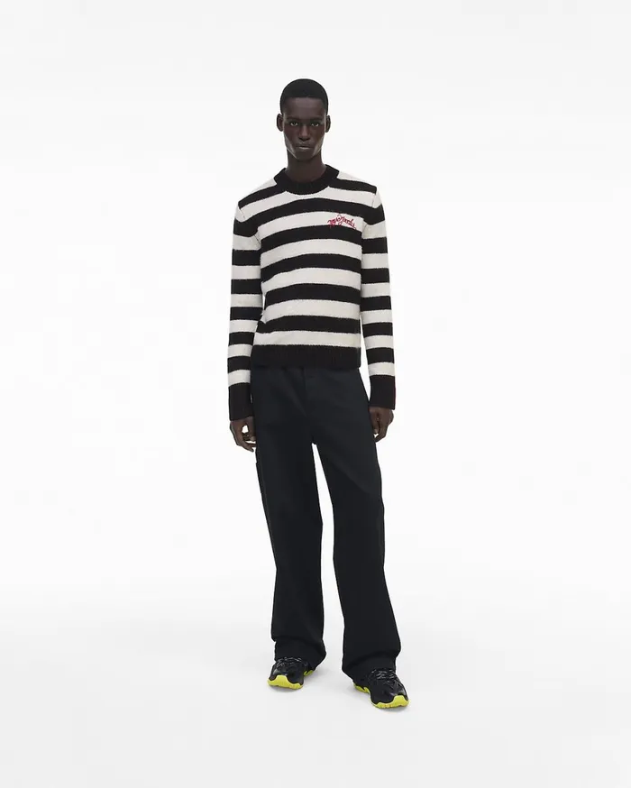 Marc Jacobs Tops The Striped Brushed Logo Sweater Blackwhite 8211 Women