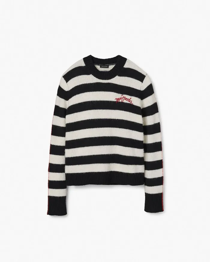 Marc Jacobs Tops The Striped Brushed Logo Sweater Blackwhite 8211 Women