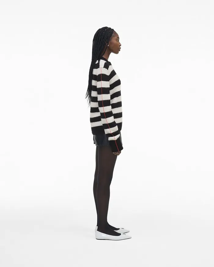 Marc Jacobs Tops The Striped Brushed Logo Sweater Blackwhite 8211 Women