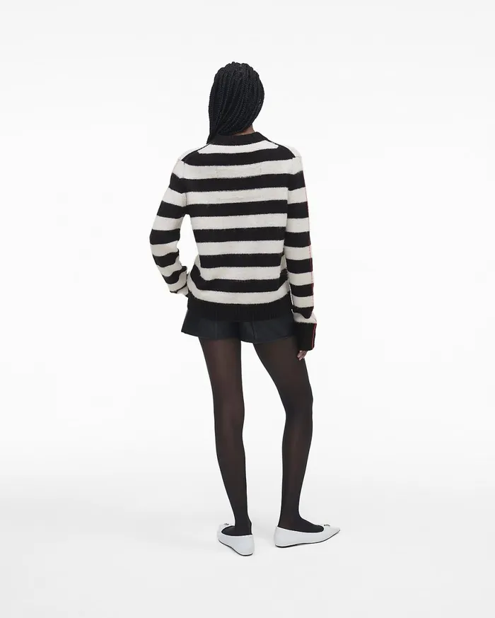 Marc Jacobs Tops The Striped Brushed Logo Sweater Blackwhite 8211 Women