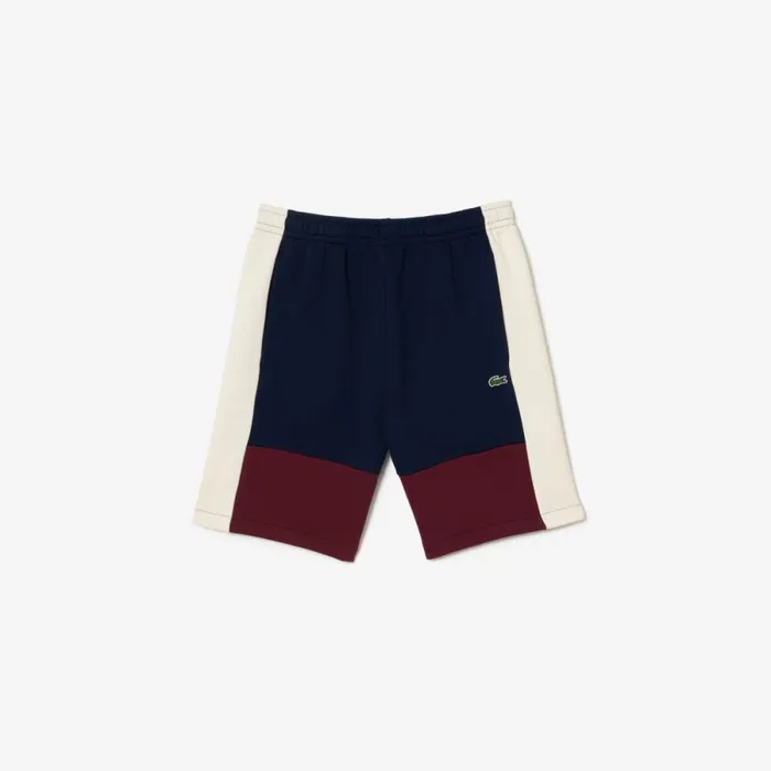 Matching Sets Men Lacoste Men039s Regular Fit Brushed Fleece Colorblock Shorts Navy Blue Bordeaux White Pig