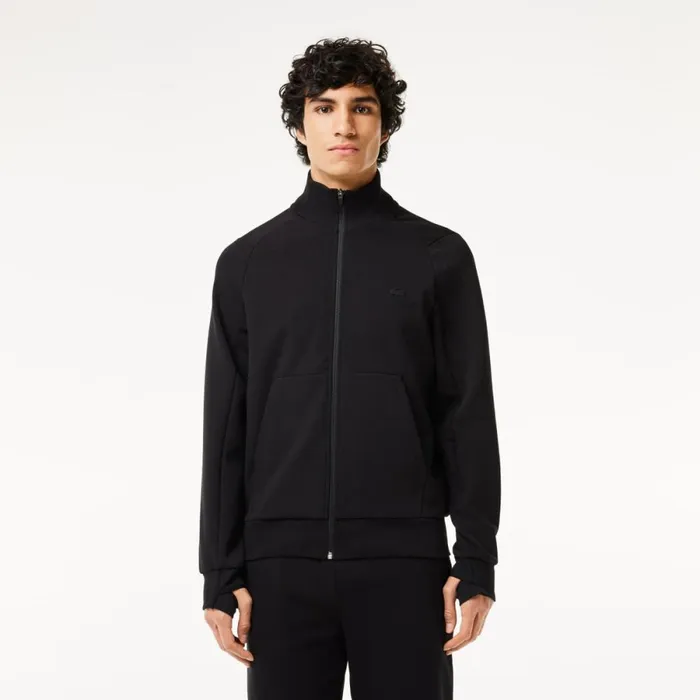 Matching Sets Men Lacoste Mens Cotton Blend ZipUp Sweatshirt Black 031