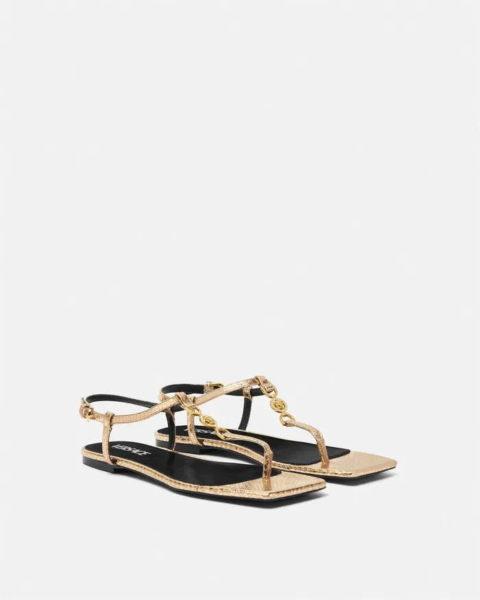 Medusa 03995 Women Versace Crystal Medusa 03995 Flat Sandals Gold