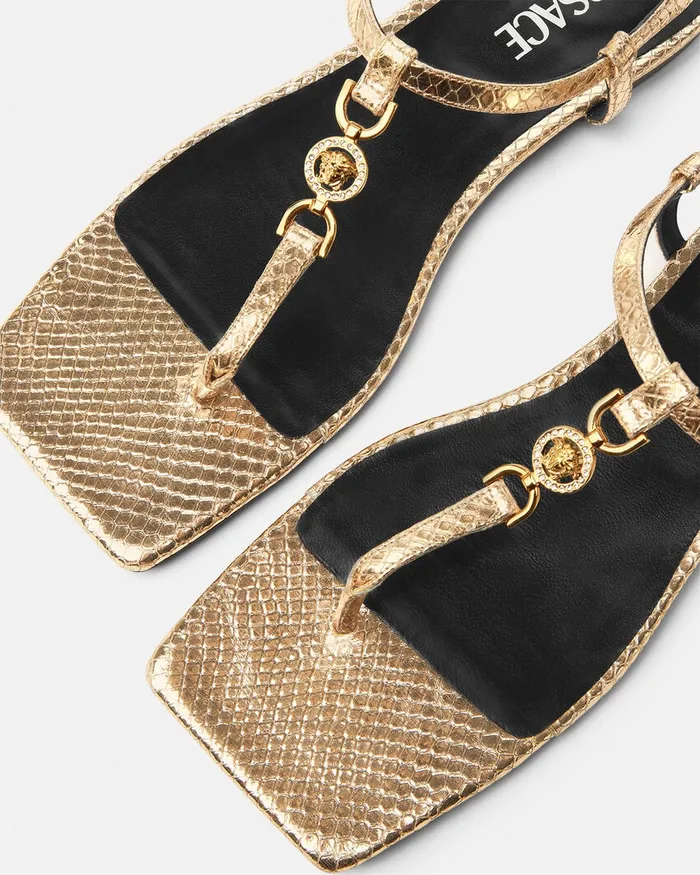 Medusa 03995 Women Versace Crystal Medusa 03995 Flat Sandals Gold