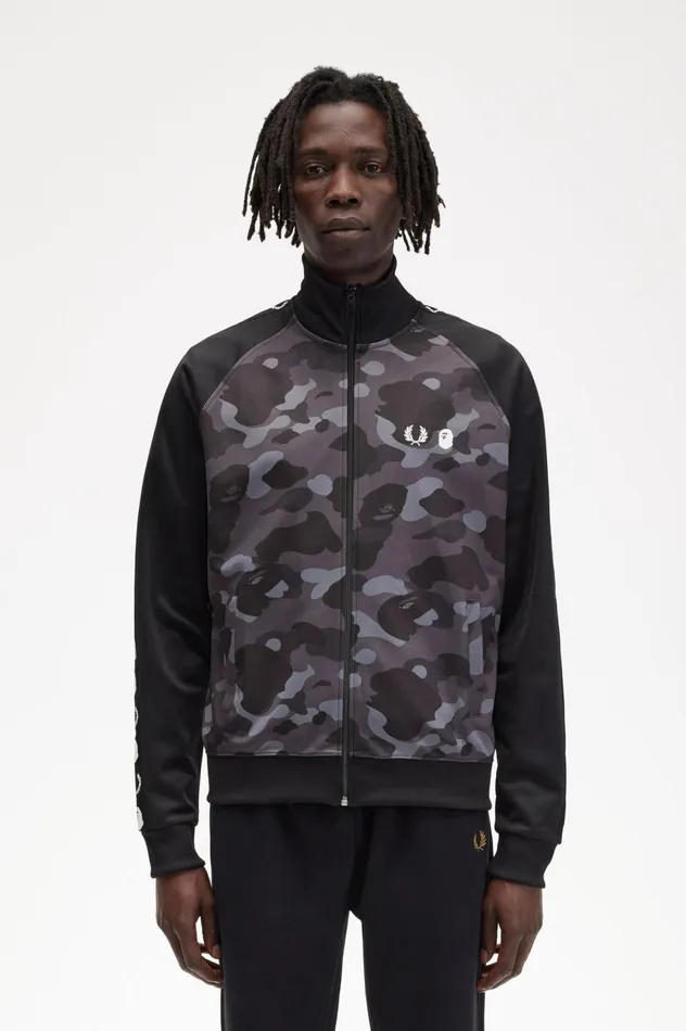 Men A Bathing ApeCamouflage Panel Track Jacket Black Fred Perry Track Jackets Men A Bathing ApeCamouflage Panel Track Jacket Black Fred Perry Track Jackets