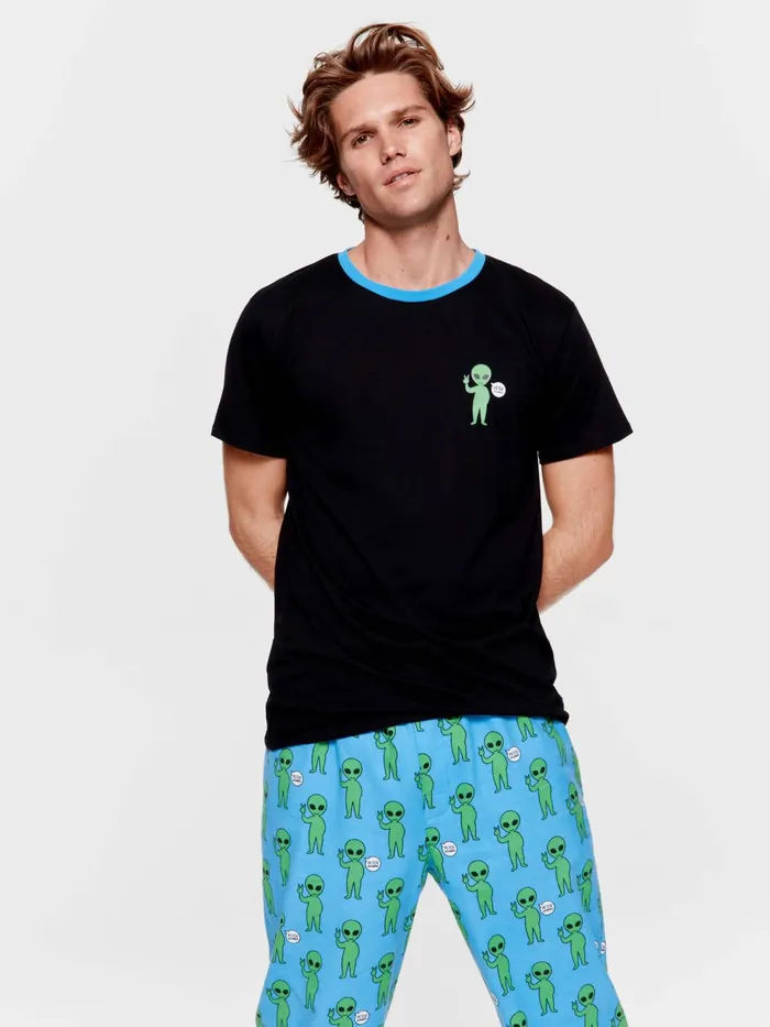 Men Alien Tee Black Peter Alexander Tops