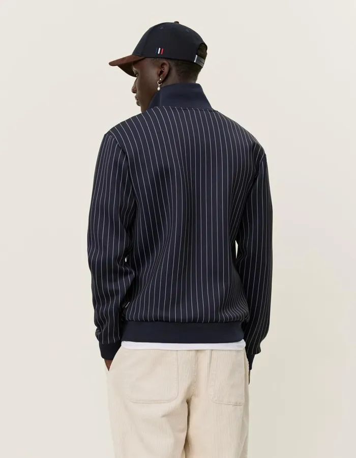 Men Ballier Pinstripe Track Jacket 8211 Dark NavyLight Ivory Les Deux HoodiesSweatshirts
