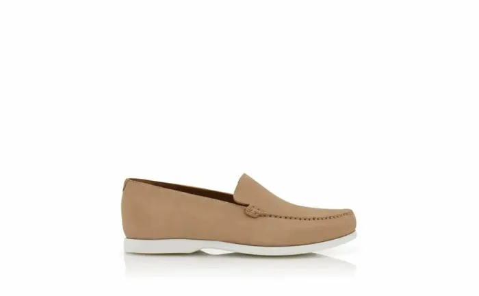 Men Beige Suede Boat Shoes Manolo Blahnik Loafers