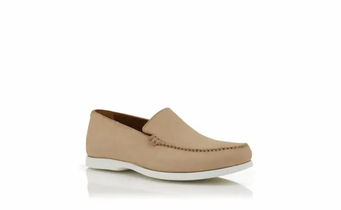 Men Beige Suede Boat Shoes Manolo Blahnik Loafers