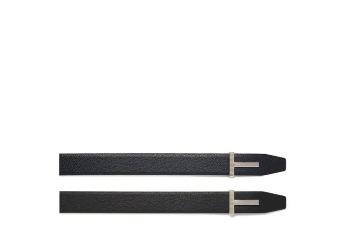 Men Belts Tom Ford Soft Grain Leather Ridge T Belt Dark Navy Black Men Belts Tom Ford Soft Grain Leather Ridge T Belt Dark Navy Black