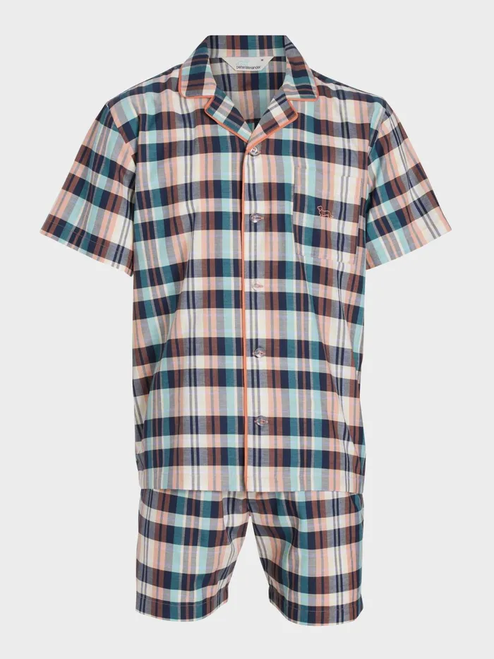 Men Black Check Short Sleeve Set Multi Peter Alexander Sets