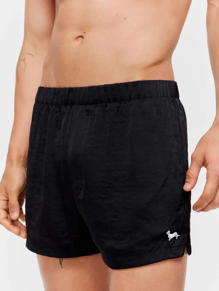 Men Black Satin Boxer Short Black Peter Alexander Satin