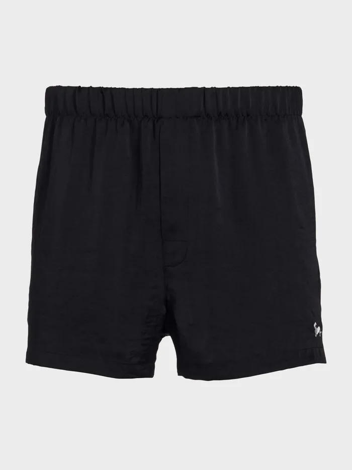 Men Black Satin Boxer Short Black Peter Alexander Satin