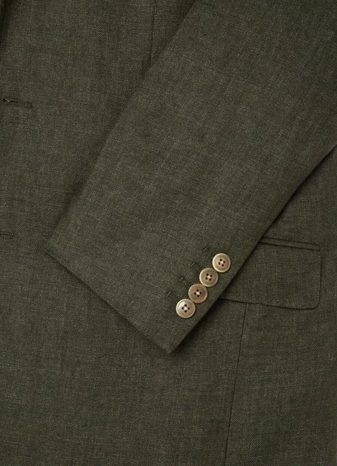 Men Blazers Hackett London Classic Fit Linen Blazer Khaki