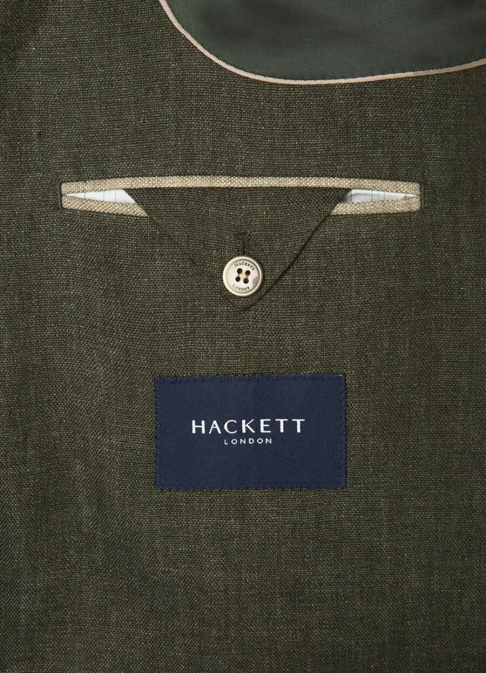 Men Blazers Hackett London Classic Fit Linen Blazer Khaki