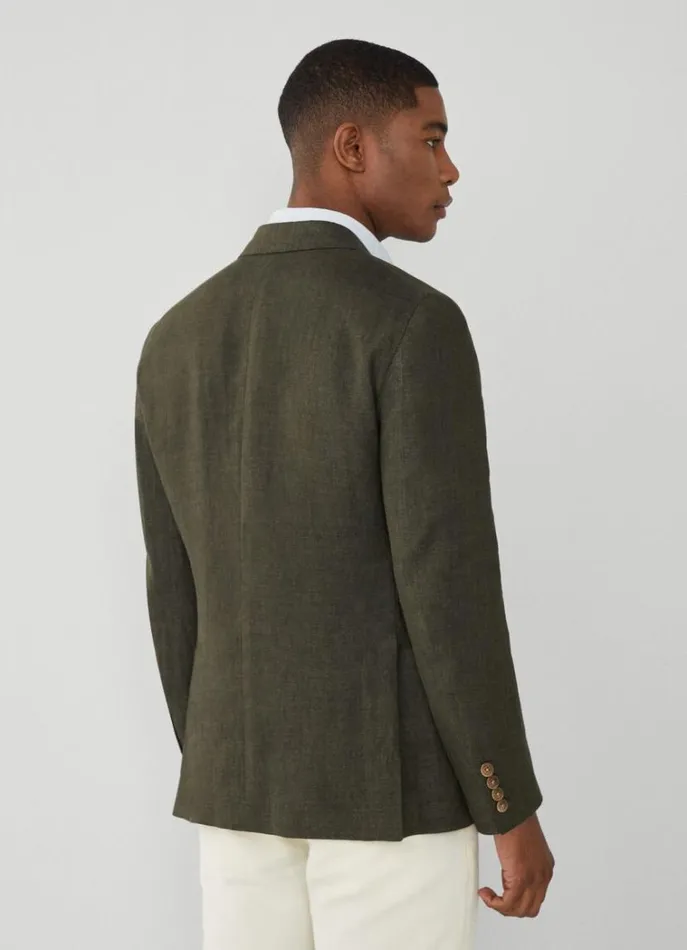 Men Blazers Hackett London Classic Fit Linen Blazer Khaki