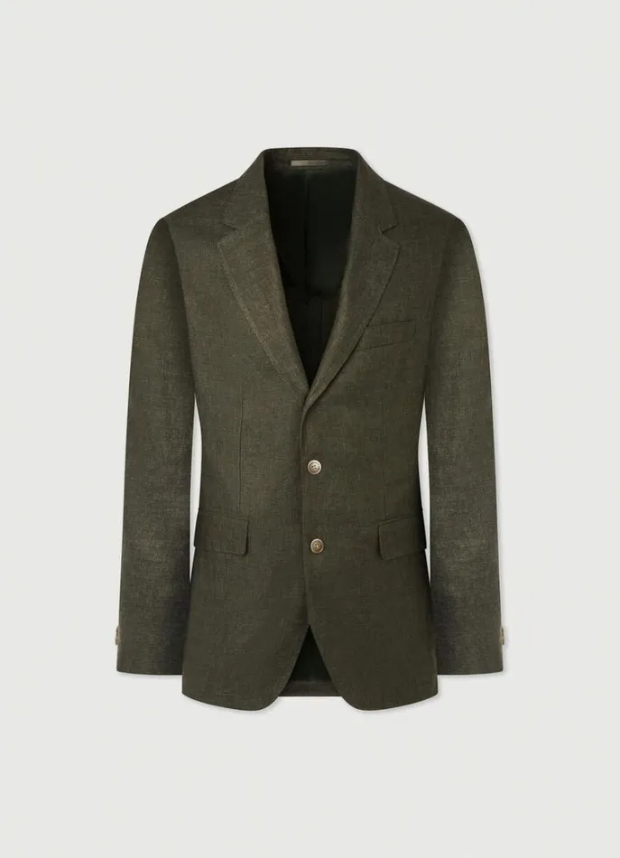 Men Blazers Hackett London Classic Fit Linen Blazer Khaki