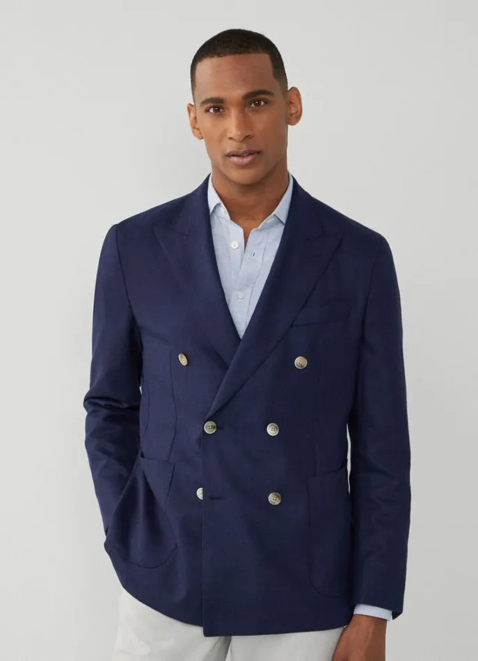 Men Blazers Hackett London Wool And Silk Blazer Navy