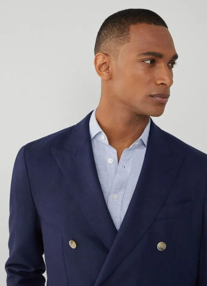 Men Blazers Hackett London Wool And Silk Blazer Navy