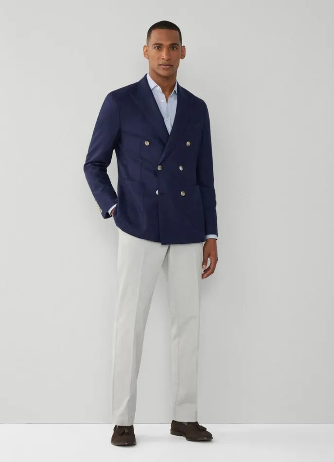 Men Blazers Hackett London Wool And Silk Blazer Navy