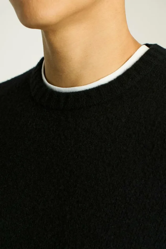 Men Boucle Crew Neck Sweater Black Bonobos Crew and VNeck Sweaters