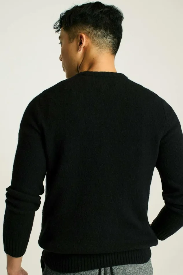 Men Boucle Crew Neck Sweater Black Bonobos Crew and VNeck Sweaters