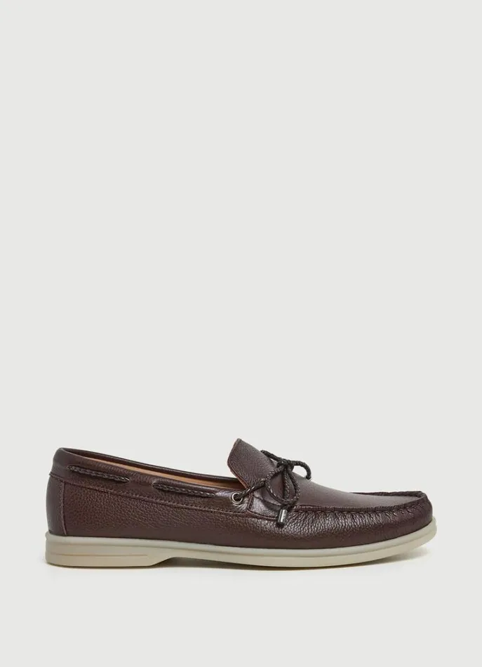 Men Casual Shoes Hackett London Nautical Leather Loafers Dark Brown