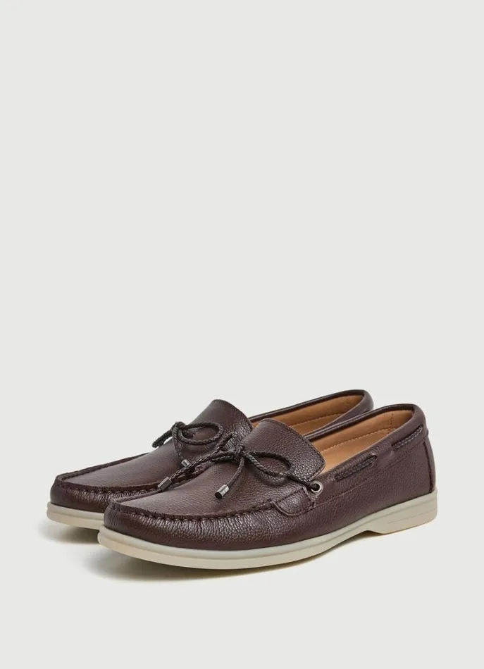 Men Casual Shoes Hackett London Nautical Leather Loafers Dark Brown
