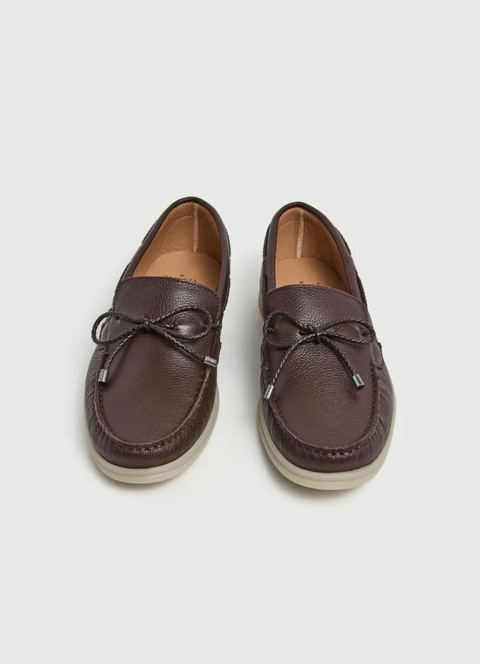 Men Casual Shoes Hackett London Nautical Leather Loafers Dark Brown