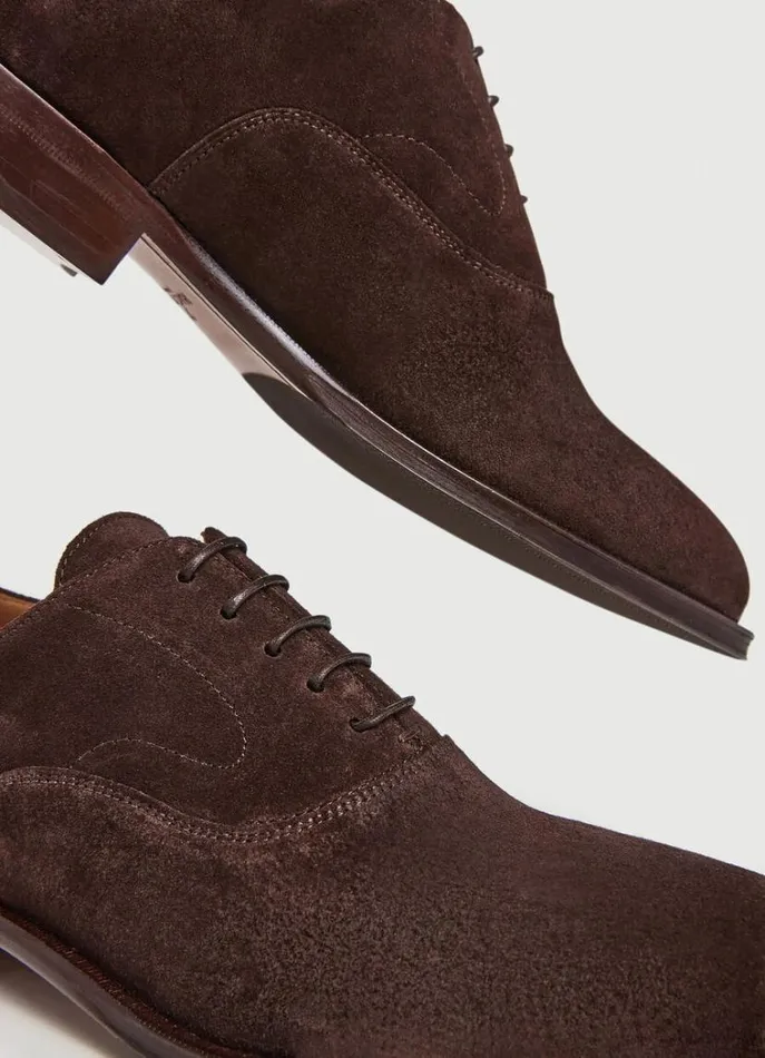 Men Casual Shoes Hackett London Suede Oxford Shoes Chocolate Brown