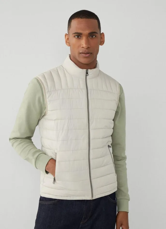 Men Coats and Jackets Hackett London Ultralight Padded Gilet Sand Beige
