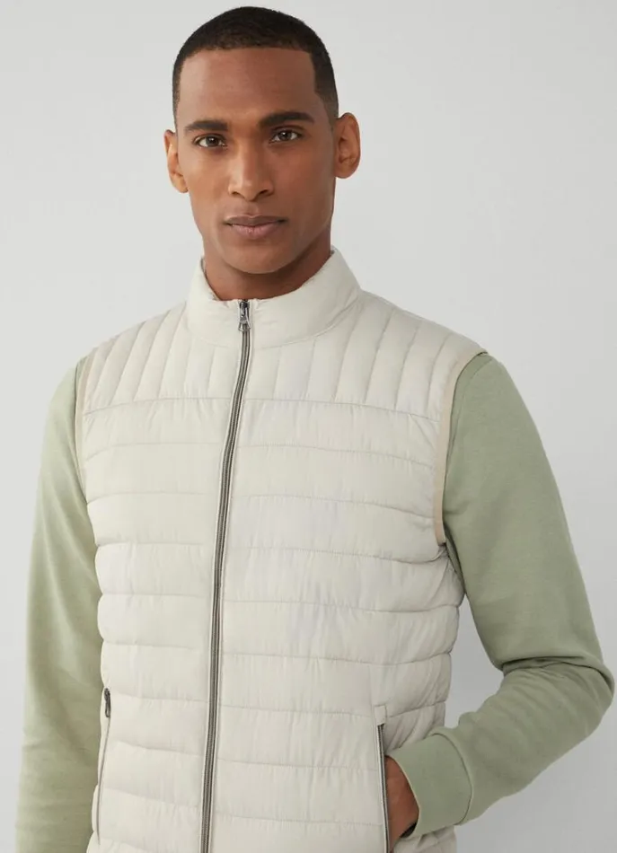 Men Coats and Jackets Hackett London Ultralight Padded Gilet Sand Beige