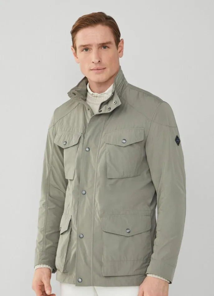 Men Coats and Jackets Hackett London WaterResistant Velospeed Jacket Khaki